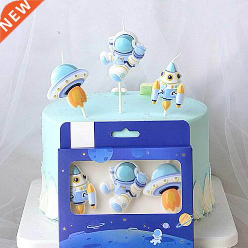 3Pcs/Set Space Astronaut Candle Birthday Party Cake Decorati