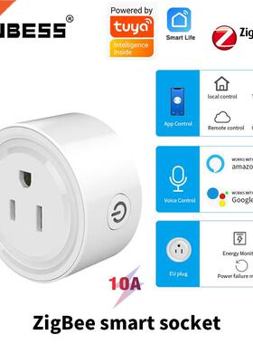 Tuya Zigbee US Smart Plug 10A Adapter Wireless Remote Voice