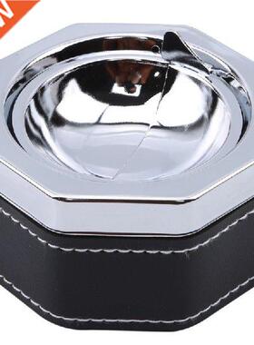 Practcal Household Metal Ashtray Rotatng Black Stcky