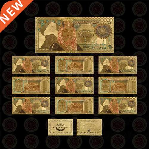 Colorful Saudi Arabia Gold Banknote Set 10pcs Colored 20-500