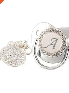 Initial Letters Bling Baby Pacifier Silver 26 Letter Silicon