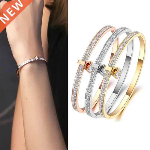 Crystal Lock Lover Bracelets for Women Charm Full Stone Stai