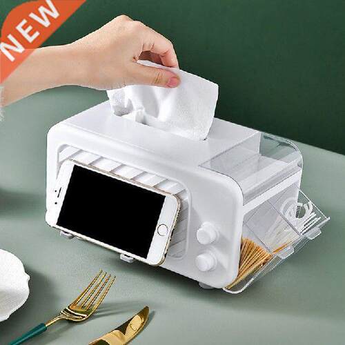 Multifunction Tissue Box Plastic Napkin Holder Desk TV