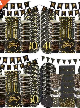 30 40 50 Years Anniversary Disposable Tableware set Happy