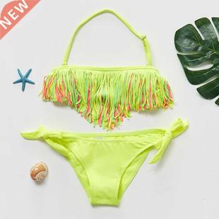 5~16Y Girls Tassel Style Swimwear Teenager Girls swimsuit Ch