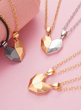 2Pcs Magnetic Heart Couple Necklace For Women Valentine's Da
