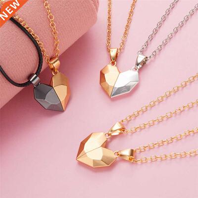 2Pcs Magnetic Heart Couple Necklace For Women Valentine's Da