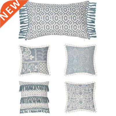 Boho Accent Soft Fringe Throw Pillow Case with Tassels