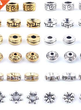 50pcs Gold Rhineone Rondelles Loose Spacer Beads Metal Cry