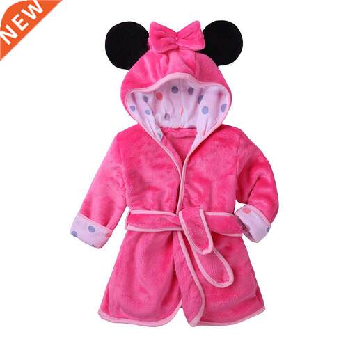 Cartoon Bathrobe For Children Flannel Long Sleeve Hooded Kid