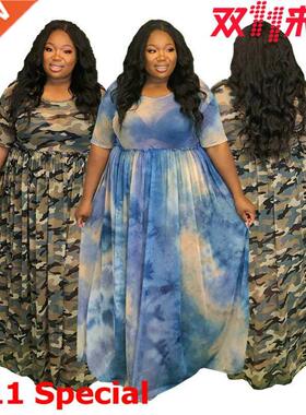 XL-5XL Large Size Ladies Loose Print Swimmer Dress大码连衣裙