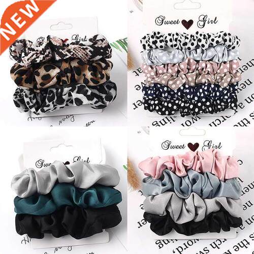 3/5/Pcs Silk Scrunchies Print Leopard Scrunchie Set Elastic