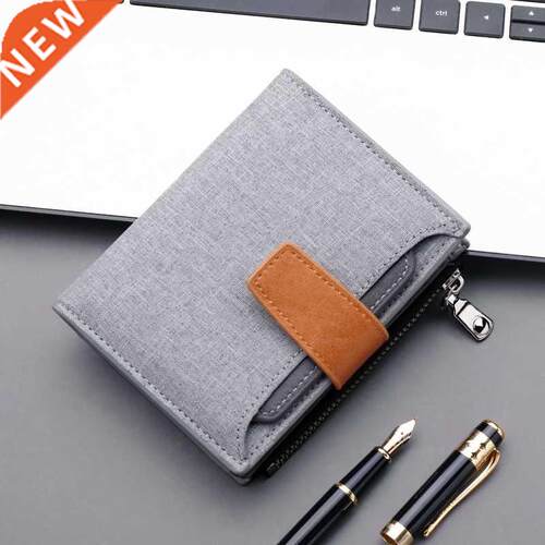 Men Wallet Canvas and PU Leather Gray/blue/black Short Male
