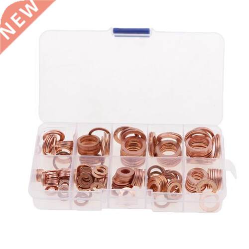 200Pcs Copper Washers Flat Ring Sump Plug Oil Seal Gasket As