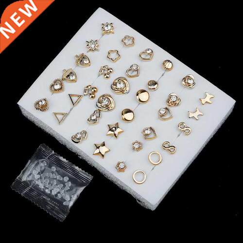 18 Pairs Colorful Rhinestone Hollow Flower Animal Mix Style