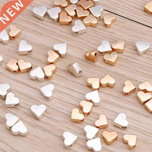 100pcs 6x6mm Small Alloy Hearts Spacer Beads Charms fit
