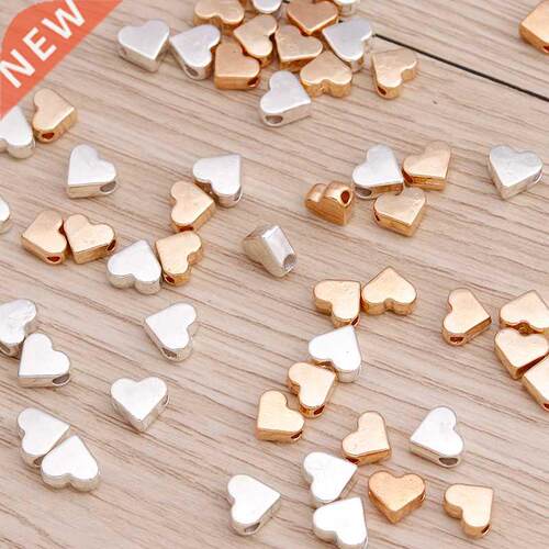100pcs 6x6mm Small Alloy Hearts Spacer Beads Charms fit