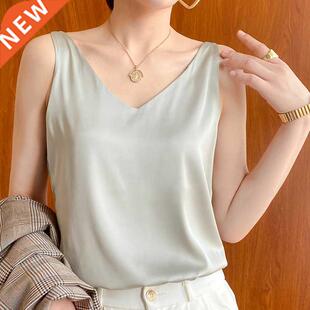 Strap Top Women Halter V Neck Basic White Cami Sleeveless Sa