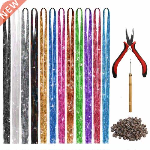 Tinsel Hair 12 Colors 2400 Strands Hair Tinsel Extensions fo