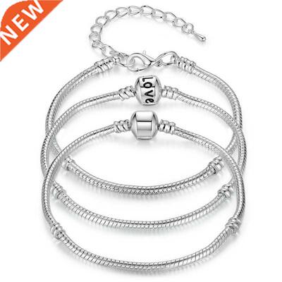 BAMOER 5 Style Silver Color LOVE Snake Chain Bracelet &