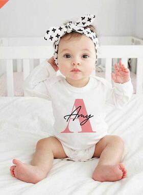 Baby Girl Name Romper Pregnancy Announcement Personalized Ba