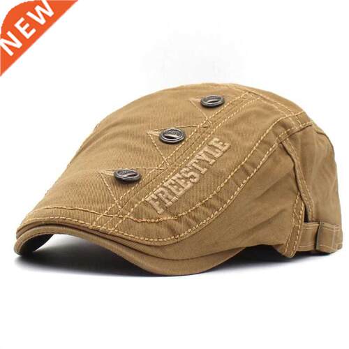 Spring Summer Letter Embroidery Newsboy Caps Men Cotton Flat