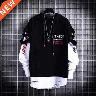 Men Autumn Emo Gothic Alt Black Japanese Sreetwear Hoodie Sw