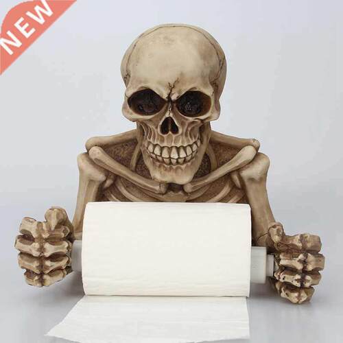 Creative Skull Statue Roll Paper Holder Wall Mount Resin