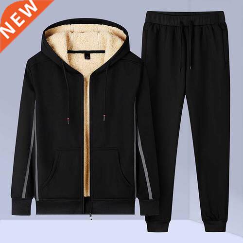 Mens Suits With Pants Autumn Winter Big Sizes Warm Tracksuit