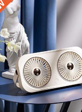 Mute Double Head Desktop Fan Mini Portable Fan Battery