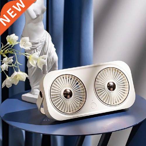 Mute Double Head Desktop Fan Mini Portable Fan Battery