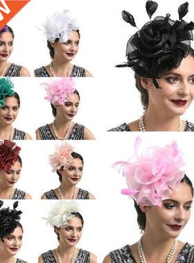 2020 New Fashion Ladies Fascinator Feather Flower Hair Clip