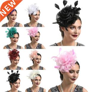 2020 New Fashion Ladies Fascinator Feather Flower Hair Clip