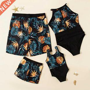 Flower Print Swimwer Fmily Mtching Outfits Look M D