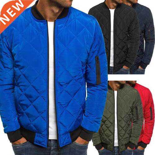 New Men's Fashion Plaid Jacket Thicken Warm Jacket Pure Colo