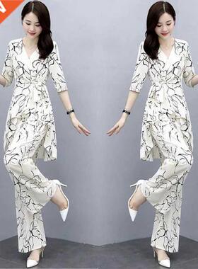 Oversize Women Summer Clothing Set Fashion High Waist Wide L