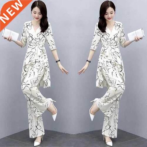 Oversize Women Summer Clothing Set Fashion High Waist Wide L