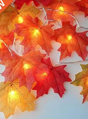 400CM 20LED Artificial Autumn Maple Leaves Garland Led