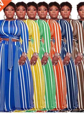 Xl-5xl Plus size autumn/Winter striped print Suit for ladies