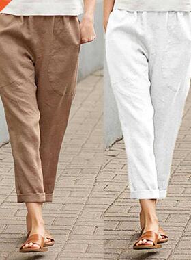 2021 Summer Autumn Casual Straght Pants Women Cropped Cotto