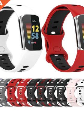 Silicone Sports Two-color Strap For -Fitbit charge 5 Smart W