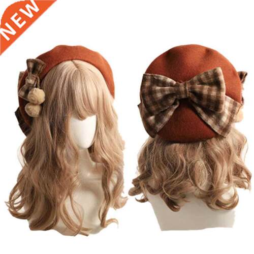 Winter cute beret Women new British fashion retro big bow pl