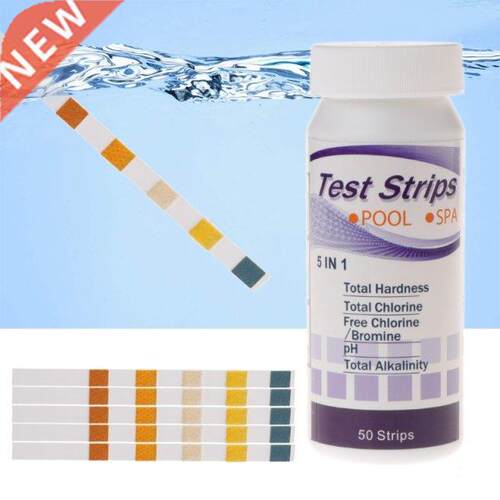 50 Strips Water Quality Test Paper Strips 5 in1 Pool Spa PH