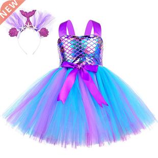 Girls Mermaid Dress Kids Birthday Party Dresses Little Merma