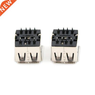10PCS Dual USB 2.0 Jack Female 180 Degree USB Connector Blac