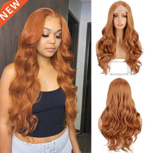 FORCUTEU Synthetic T Part Lace Closure Wig Brown Long Body W
