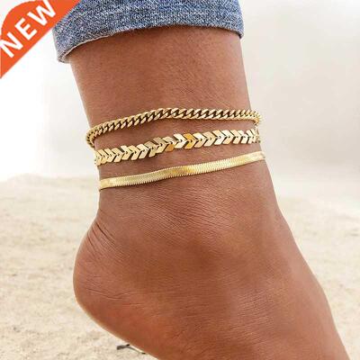 Stainless Steel Chain Anklet for Women Girls Multi-layer Be