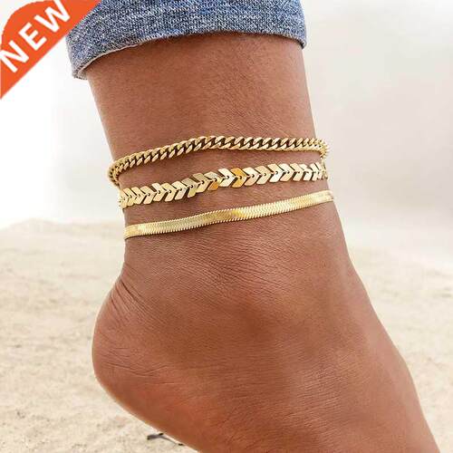 Stainless Steel Chain Anklet for Women Girls Multi-layer Be