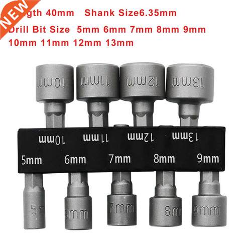 Power Nut Driver Drill Bit 9pcs 5-1mm 1/4 Hex Shank Socket