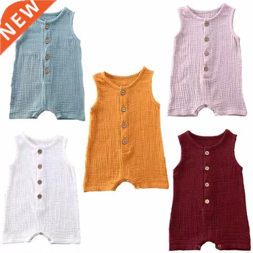 Toddler Infant Baby Girls Boys Sleeveless Buttons Solid Colo
